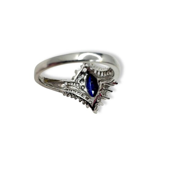 Sterling Silver Ring Blue White Sapphire Size 7.25 - Picture 5 of 11